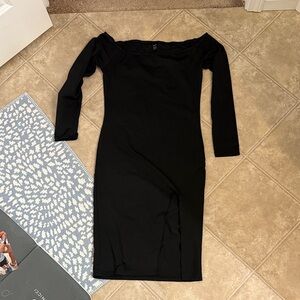 SHEIN Black Long Sleeve Off-Shoulder Dress